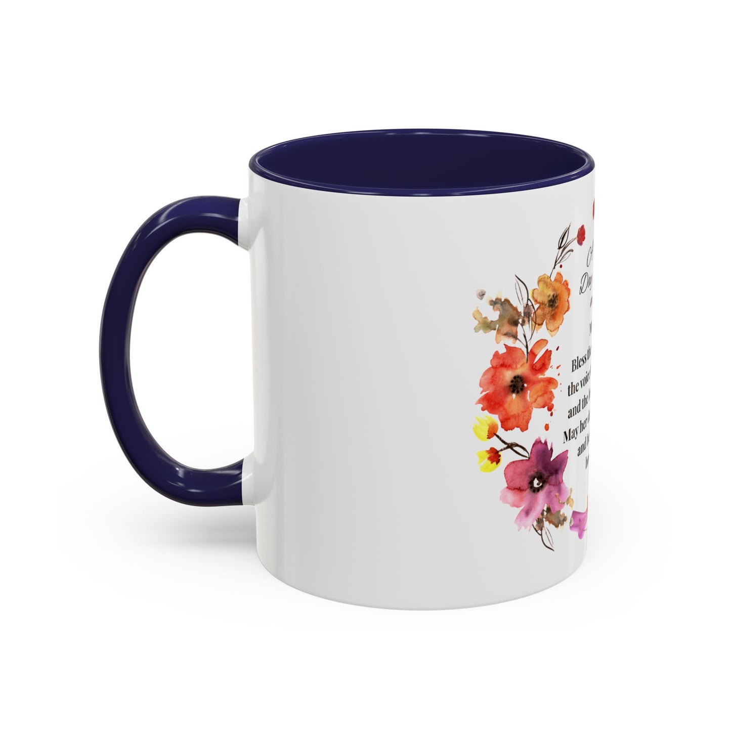Mom - Prayer Mug for Mom, Floral Accent Coffee Cup, Gift for Mother's Day, Inspirational Drinkware, 11oz and 15oz