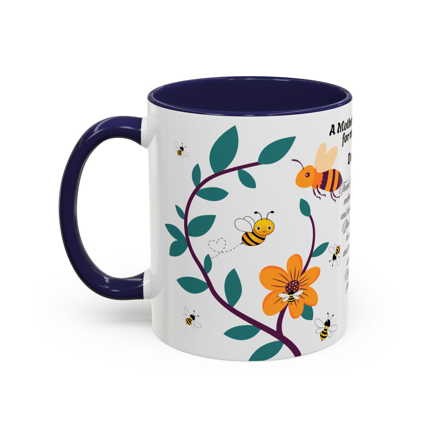 Grandma Prayer Coffee Mug (11, 15oz) Floral Bumble Bees Mother's Day Gift