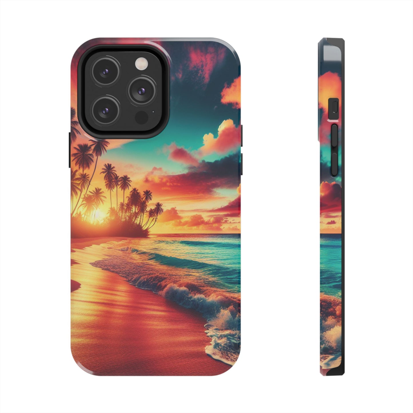 Tropical Sunset Tough Phone Cases for Summer, Beach Vibes, Gift for Travelers, Durable Phone Covers