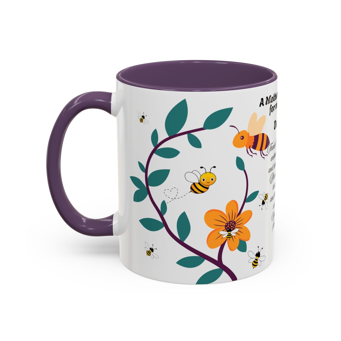 Grandma Prayer Coffee Mug (11, 15oz) Floral Bumble Bees Mother's Day Gift