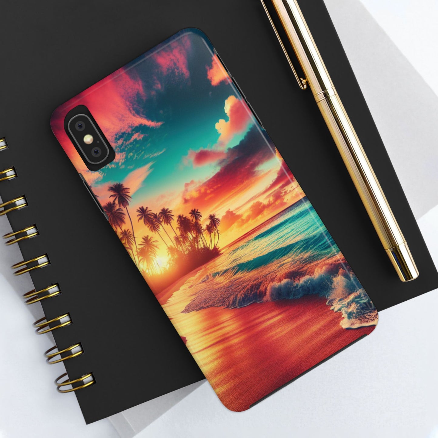 Tropical Sunset Tough Phone Cases for Summer, Beach Vibes, Gift for Travelers, Durable Phone Covers