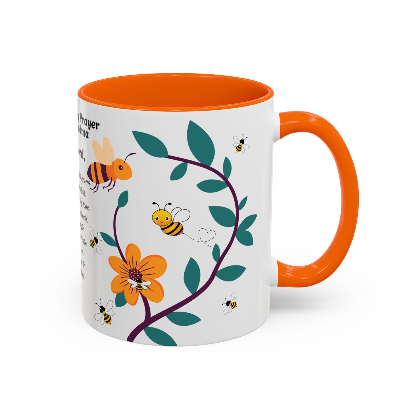 Grandma Prayer Coffee Mug (11, 15oz) Floral Bumble Bees Mother's Day Gift