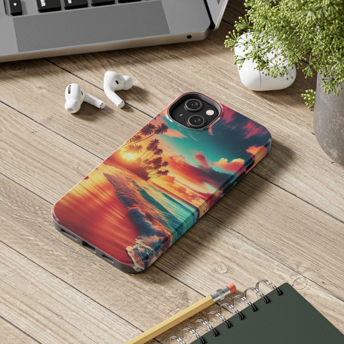 Tropical Sunset Tough Phone Cases for Summer, Beach Vibes, Gift for Travelers, Durable Phone Covers