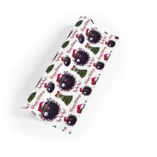African American Santa Christmas Gift Wrap Paper