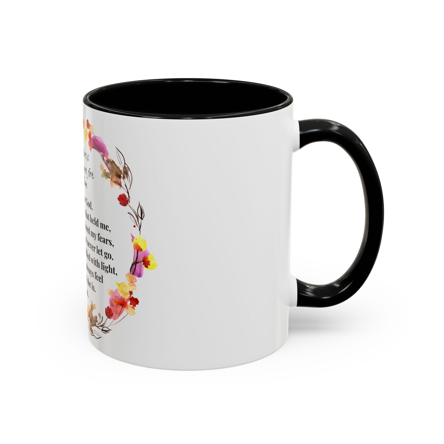 Mom - Prayer Mug for Mom, Floral Accent Coffee Cup, Gift for Mother's Day, Inspirational Drinkware, 11oz and 15oz