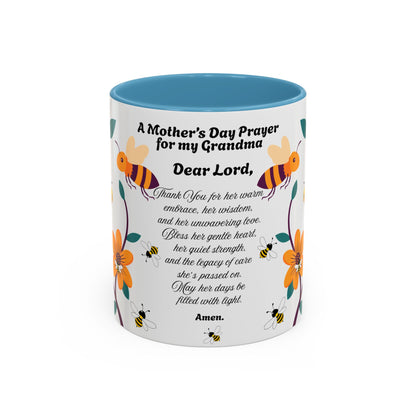 Grandma Prayer Coffee Mug (11, 15oz) Floral Bumble Bees Mother's Day Gift