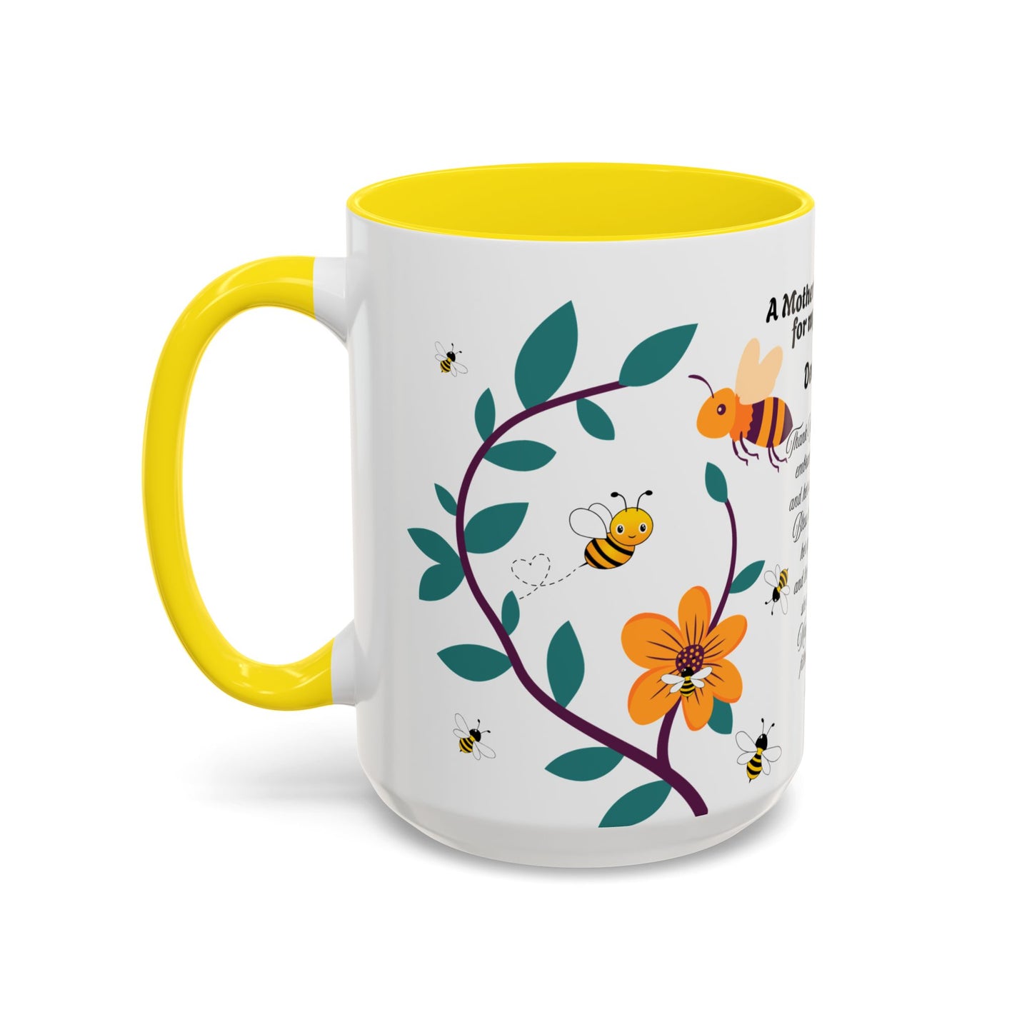 Grandma Prayer Coffee Mug (11, 15oz) Floral Bumble Bees Mother's Day Gift