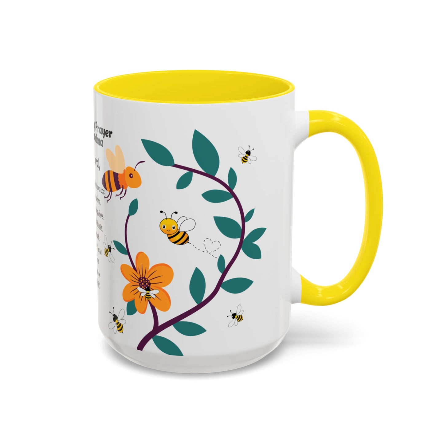 Grandma Prayer Coffee Mug (11, 15oz) Floral Bumble Bees Mother's Day Gift