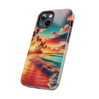 Tropical Sunset Tough Phone Cases for Summer, Beach Vibes, Gift for Travelers, Durable Phone Covers