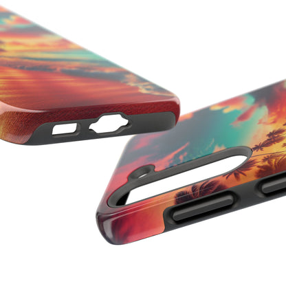 Tropical Sunset Tough Phone Cases for Summer, Beach Vibes, Gift for Travelers, Durable Phone Covers