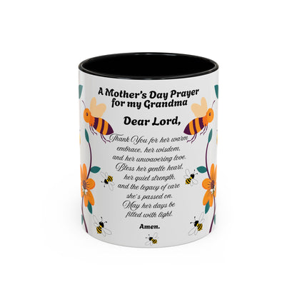 Grandma Prayer Coffee Mug (11, 15oz) Floral Bumble Bees Mother's Day Gift