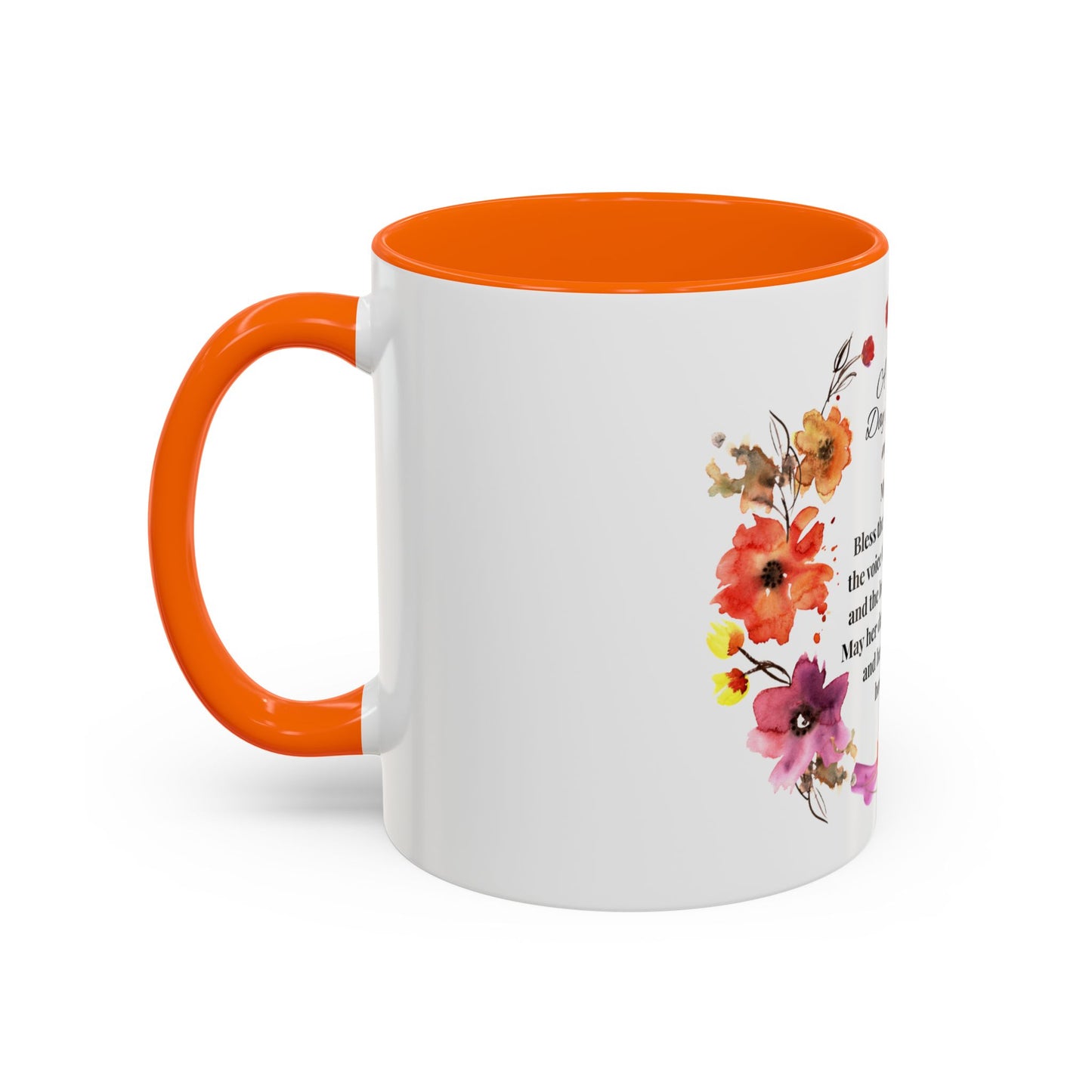 Mom - Prayer Mug for Mom, Floral Accent Coffee Cup, Gift for Mother's Day, Inspirational Drinkware, 11oz and 15oz