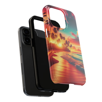Tropical Sunset Tough Phone Cases for Summer, Beach Vibes, Gift for Travelers, Durable Phone Covers