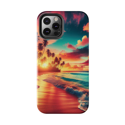 Tropical Sunset Tough Phone Cases for Summer, Beach Vibes, Gift for Travelers, Durable Phone Covers
