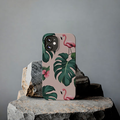 Tropical Flamingo Phone Case, Summer Vibe Smartphone Cover, Gift for Beach Lovers, Cute Mobile Accessory, Floral Design