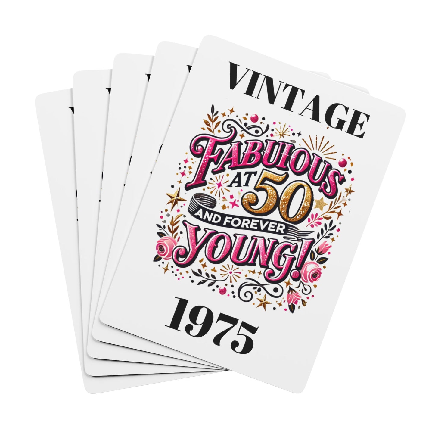 Poker Card - Fabulous At 50 Forever Young, Party Favor, Birthday Fun Games