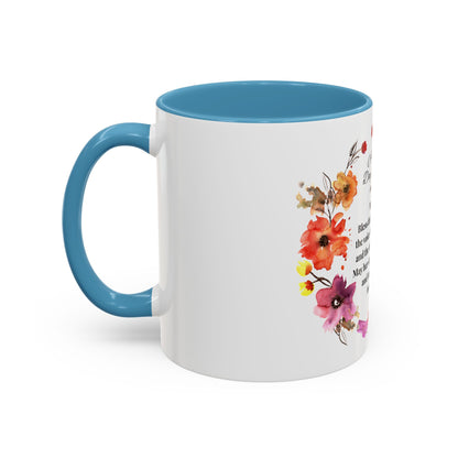 Mom - Prayer Mug for Mom, Floral Accent Coffee Cup, Gift for Mother's Day, Inspirational Drinkware, 11oz and 15oz