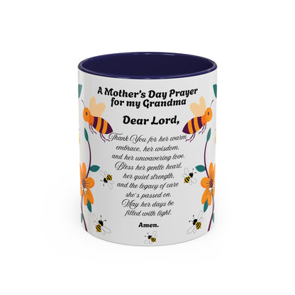 Grandma Prayer Coffee Mug (11, 15oz) Floral Bumble Bees Mother's Day Gift