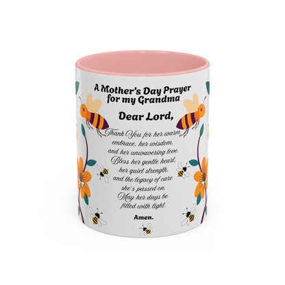 Grandma Prayer Coffee Mug (11, 15oz) Floral Bumble Bees Mother's Day Gift